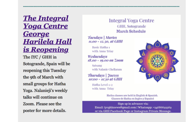 Integral Yoga Sotogrande (Spain) Reopening